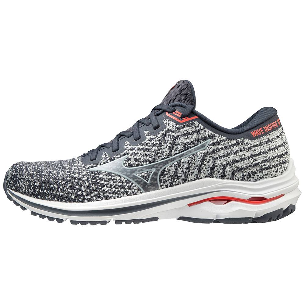 Panske Bezecke Topanky Mizuno Wave Inspire 17 WAVEKNIT Siva/Biele Vypredaj IWAM15478